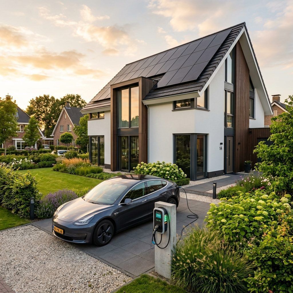 Woonhuis met zonnepanelen en laadpaal — Home Power Solutions Dordrecht